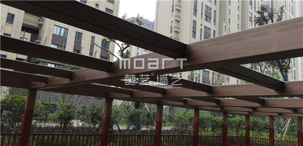 大连钢管栗色车库仿木纹漆施工效果