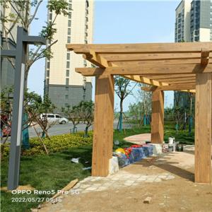 水泥混凝土圆管立柱长廊凉亭仿木纹漆施...