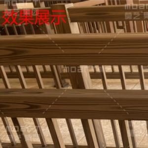 陕西咸阳丝路欢乐世界护栏木纹漆效果展示